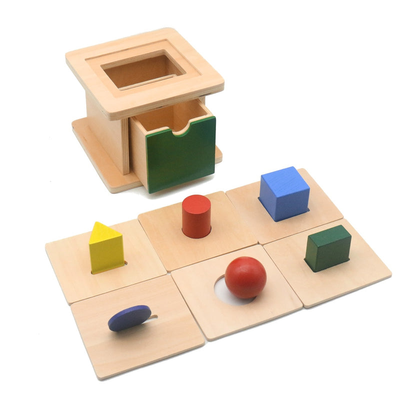 Brinquedo educativo de madeira para crianças, gaveta, jogo de moedas.